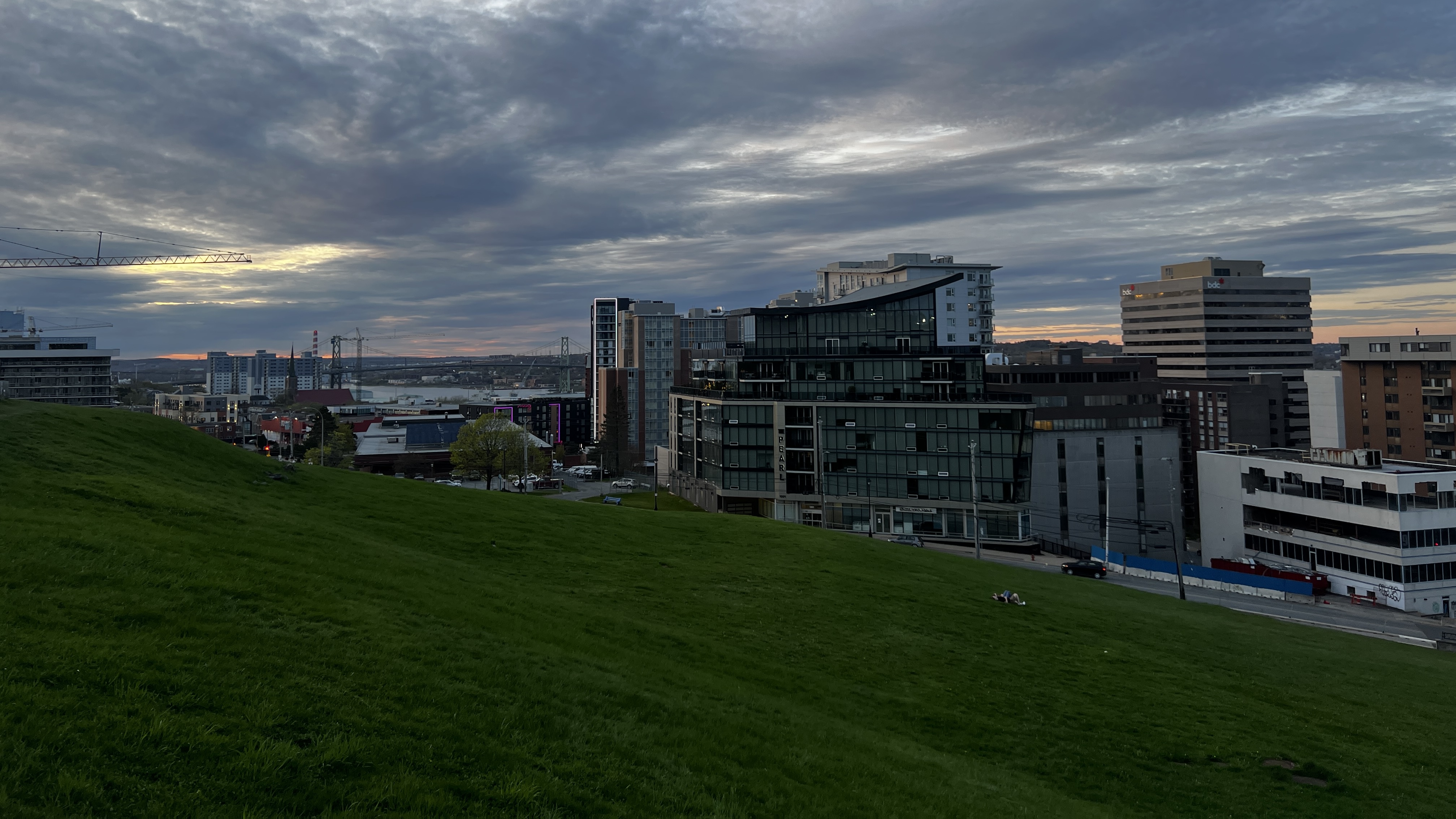 Hill and buildings